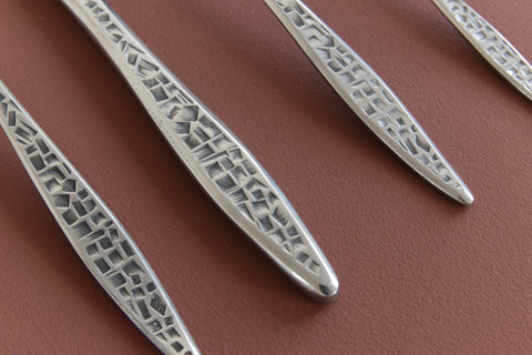 Vintage 1960s Four Piece Mosaic Stainless Steel Cutlery set by Viners International