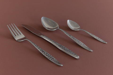 Vintage 1960s Four Piece Mosaic Stainless Steel Cutlery set by Viners International