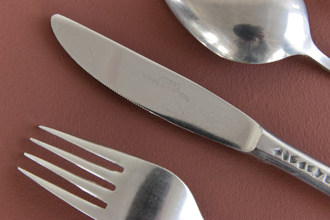 Vintage 1960s Four Piece Mosaic Stainless Steel Cutlery set by Viners International