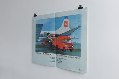 Vintage 1960s GPO Post Office Poster "Keeping in Touch, The Post Office at the Airport"