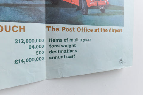 Vintage 1960s GPO Post Office Poster "Keeping in Touch, The Post Office at the Airport"