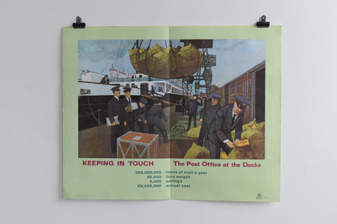 Vintage 1960s GPO Post Office Poster "Keeping in Touch, The Post Office at the Docks"