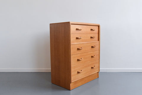 Vintage E Gomme G Plan Brandon Oak Five Drawer Chest of Drawers