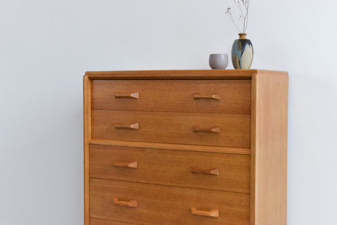 Vintage E Gomme G Plan Brandon Oak Five Drawer Chest of Drawers