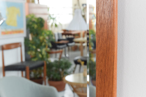 Vintage 1960s Large Teak Framed Mirror