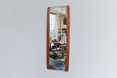 Vintage 1960s Long Wall Mirror with Teak Side Panels