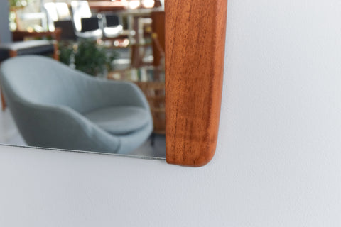Vintage 1960s Long Wall Mirror with Teak Side Panels