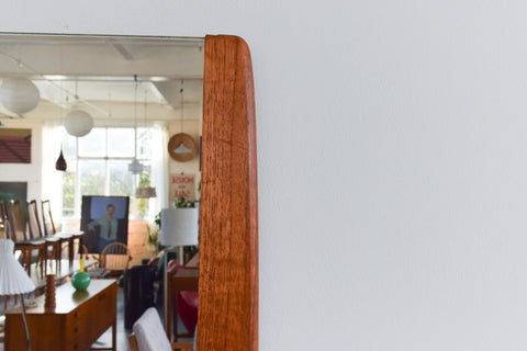 Vintage 1960s Long Wall Mirror with Teak Side Panels