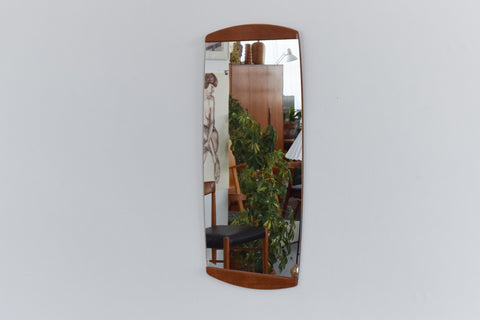 Vintage 1960s Long Wall Mirror with Teak Panels