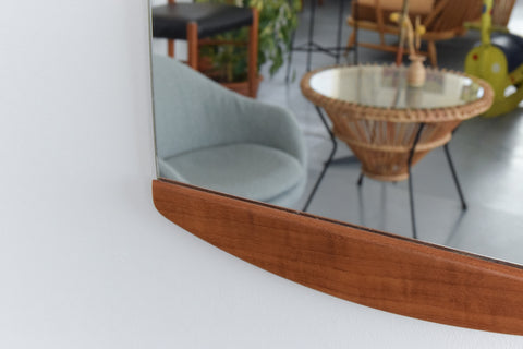 Vintage 1960s Long Wall Mirror with Teak Panels