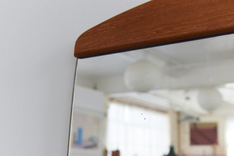Vintage 1960s Long Wall Mirror with Teak Panels