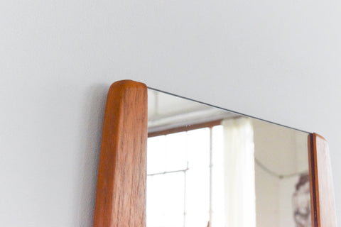 Vintage 1960s Long Wall Mirror with Teak Side Panels