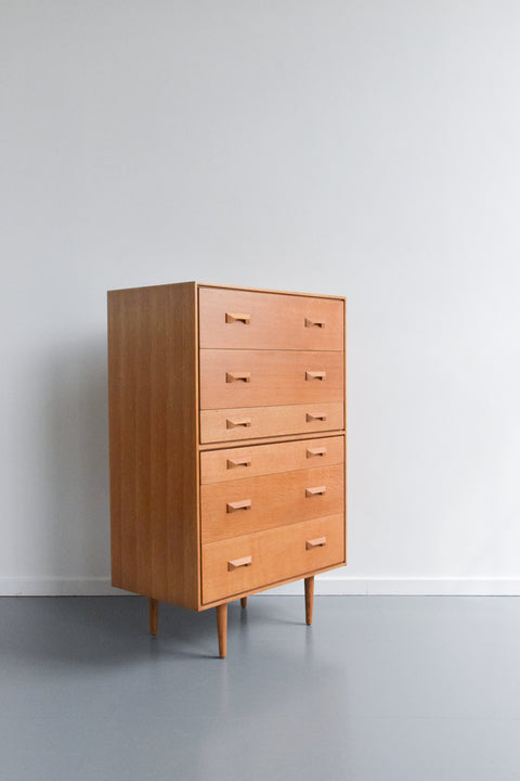 Vintage 1960s Oak 6 Drawer Stag Concord Chest of Drawers by John & Sylvia Reid