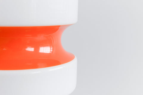 Vintage 1960s Orange and White Glass Pendant Light Shade