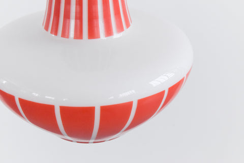 Vintage 1960s Red Striped Glass Pendant Light Shade