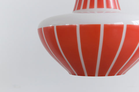 Vintage 1960s Red Striped Glass Pendant Light Shade