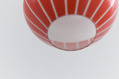 Vintage 1960s Red Striped Glass Pendant Light Shade