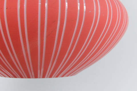 Vintage 1960s Red Striped Glass Pendant Light Shade