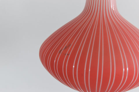 Vintage 1960s Red Striped Glass Pendant Light Shade