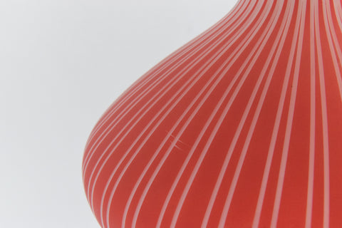 Vintage 1960s Red Striped Glass Pendant Light Shade