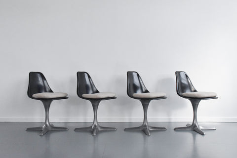 Vintage Set of Four Black Tulip Dining Chairs by Maurice Burke for Arkana