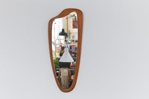 Vintage 1960s Teak Wall Mirror in Asymmetric Palette Design