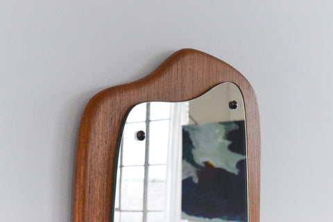 Vintage 1960s Teak Wall Mirror in Asymmetric Palette Design