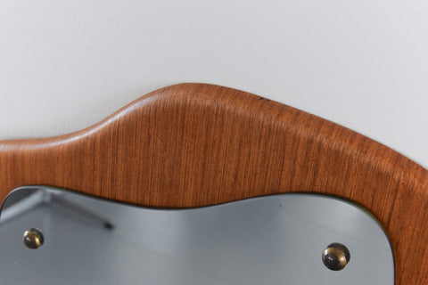 Vintage 1960s Teak Wall Mirror in Asymmetric Palette Design