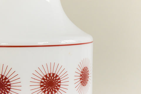 Vintage 1960s White and Burgundy Atomic Glass Pendant Light Shade