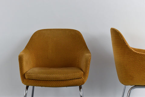 Vintage 1970s Eglin Mustard Cross Hatch Pattern Tub Chair