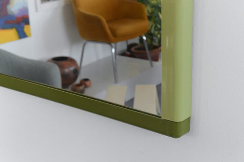 Vintage 1970s Green Plastic Framed Rectangular Mirror