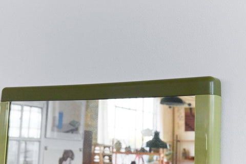 Vintage 1970s Green Plastic Framed Rectangular Mirror