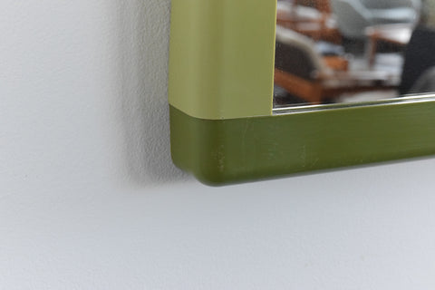 Vintage 1970s Green Plastic Framed Rectangular Mirror