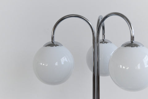 Vintage 1987 IKEA 'HARMONI' Chrome and Glass White Floor Lamp