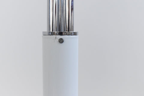 Vintage 1987 IKEA 'HARMONI' Chrome and Glass White Floor Lamp