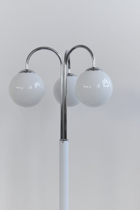 Vintage 1987 IKEA 'HARMONI' Chrome and Glass White Floor Lamp