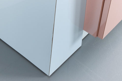 Vintage 1980s Pink and Blue Formica Sideboard / Chest of Drawers