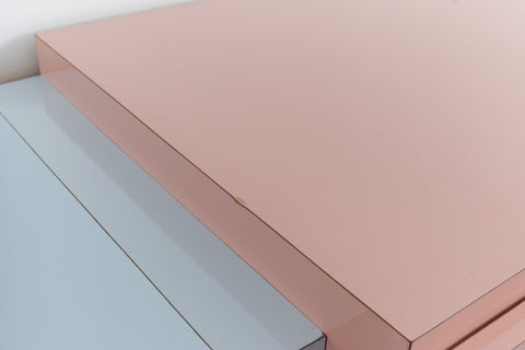 Vintage 1980s Pink and Blue Formica Sideboard / Chest of Drawers
