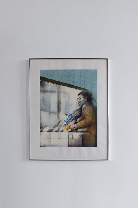 Vintage 1980s Screen Print by Terry Willson 'Anonymous Portrait No. 5'