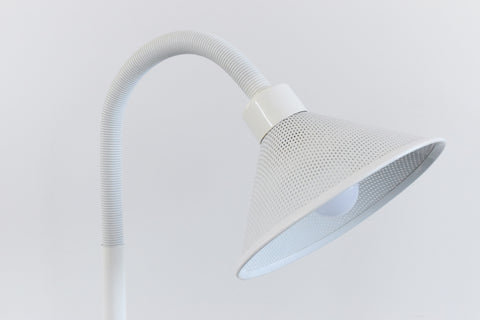 Vintage 1980s White Metal Gooseneck Floor Lamp by Massive Made in Belgium