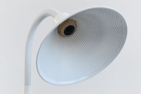 Vintage 1980s White Metal Gooseneck Floor Lamp by Massive Made in Belgium