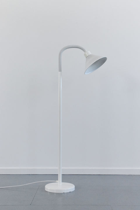 Vintage 1980s White Metal Gooseneck Floor Lamp by Massive Made in Belgium