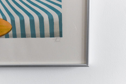 Vintage Original Limited Edition Screen Print by Fanch Ledan Titled 'The Striped Divan' (1983)