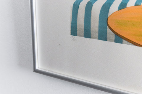 Vintage Original Limited Edition Screen Print by Fanch Ledan Titled 'The Striped Divan' (1983)