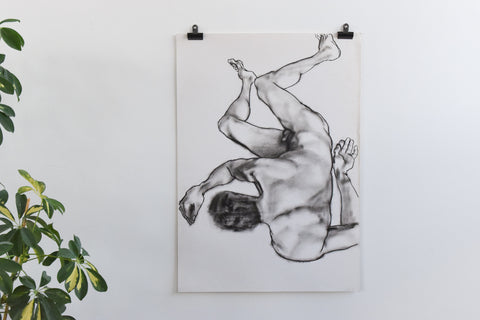 Vintage Original Pastel Male Nude Life Drawing by Artist Robert Arthur Bramwell