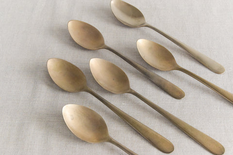 Vintage 30 Piece Rustic Brass Coloured Cutlery Set