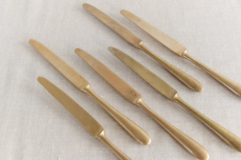 Vintage 30 Piece Rustic Brass Coloured Cutlery Set