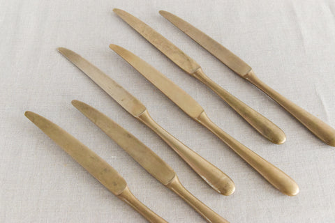 Vintage 30 Piece Rustic Brass Coloured Cutlery Set