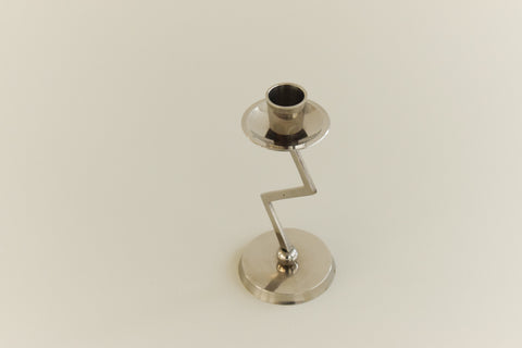 Vintage 90s Chrome Zig Zag Candle Holder
