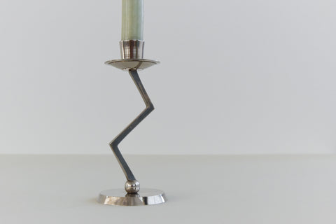 Vintage 90s Chrome Zig Zag Candle Holder